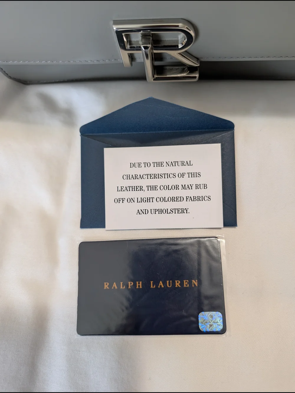 Ralph Lauren Gray Smooth Leather Top-Handle Crossbody with Silver RL Hardware